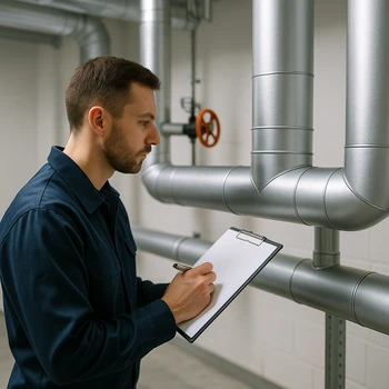 Technicien prenant des notes lors d'un audit, première étape d'un projet de calorifugeage.