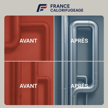 Exemple d'une étude de cas calorifugeage : comparaison avant et après isolation des tuyaux.